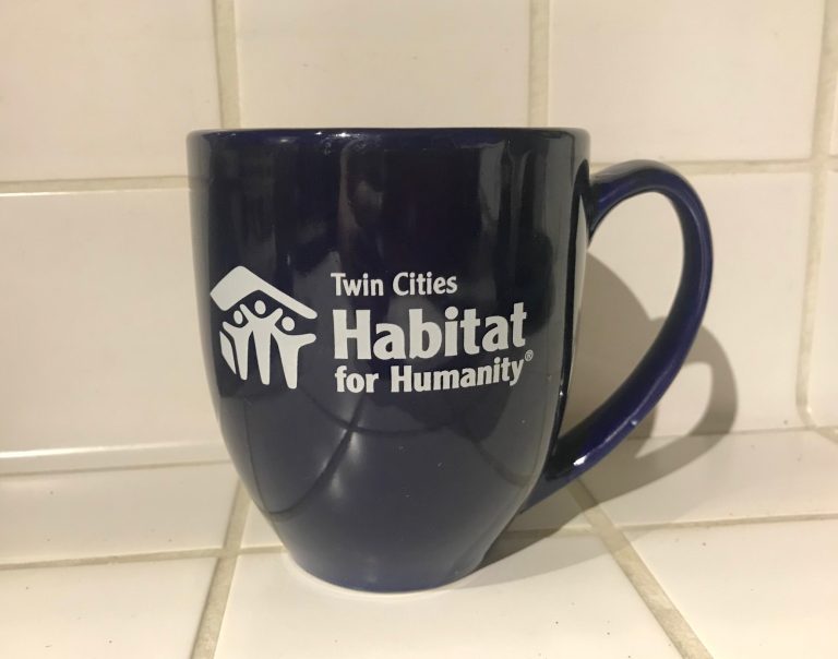 Ceramic mug; a perfect symbol of the beef I have with Habitat for Humanity: 28,500 ppm Lead + 379 ppm Cadmium.