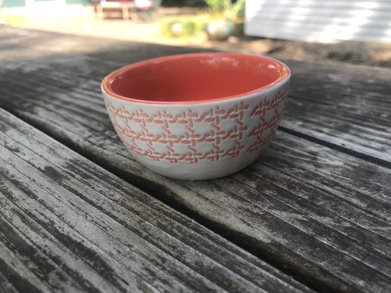 Target Threshold Tiny Orange Stoneware Dish: 362 ppm Cadmium + 87 ppm Lead.