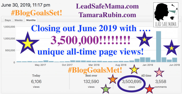 #SiteStats: Tonight (6/30/19) the #LeadSafeMama site passed 3,500,000 unique all-time page views! Thank you!