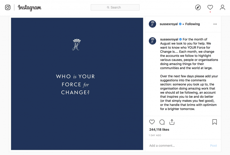 Prince Harry + Meghan are asking for nominations on Instagram by Monday. Please consider nominating @LeadSafeMama. TIA.