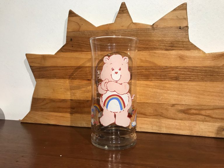 1983 Pizza Hut Care Bear pink “Cheer Bear” glass: 115,900 ppm Lead (90 ppm is unsafe for kids — do you have these?)