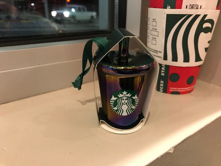 2019 miniature ceramic Starbucks cup Christmas ornament (with black iridescent glaze): 110 +/- 18 ppm Lead