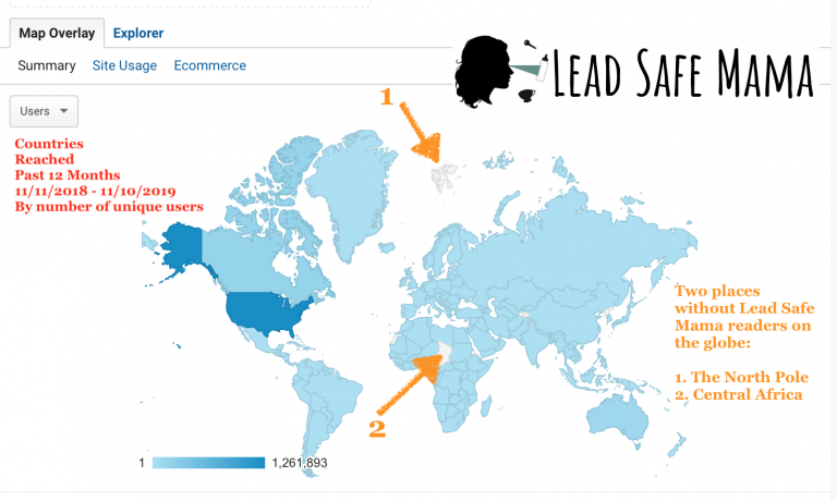 Lead Safe Mama Site Stats Update: November 10, 2019 – 1,603,065 unique readers in the past 12 months alone!