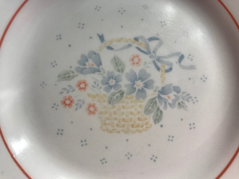 This vintage Corelle dish with a basket and flowers is 2,406 ppm Lead (90 is unsafe for kids). Which Corelle pattern do you have?