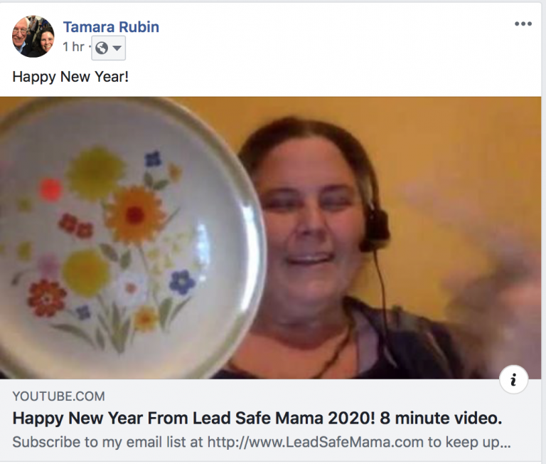 Happy New Year 2020 from Lead Safe Mama, 8 minute video (1/2/2020)