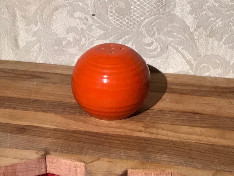 Vintage orange ceramic Fiestaware-style salt shaker: 497,000 ppm Lead. Yes, about 50% Lead! 90 ppm is unsafe for kids.