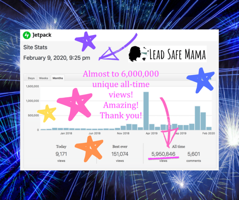 Site Stats Update: LeadSafeMama.com is almost to 6,000,000 unique all-time views. Thank you!