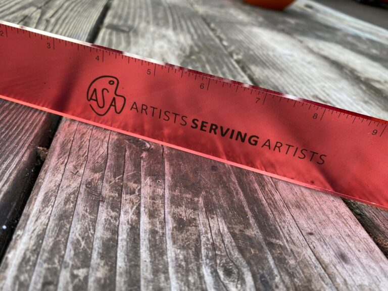 Artists Serving Artists red acrylic ruler (made in China) from Blick Art Materials: no metals detected at all! [Lead-free!]