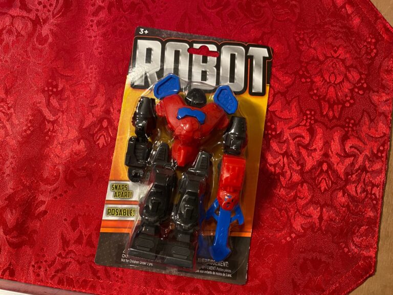 Dollar Store plastic robot toy (in red), made in China: 48 ppm Lead (in the black legs), safe by all standards.