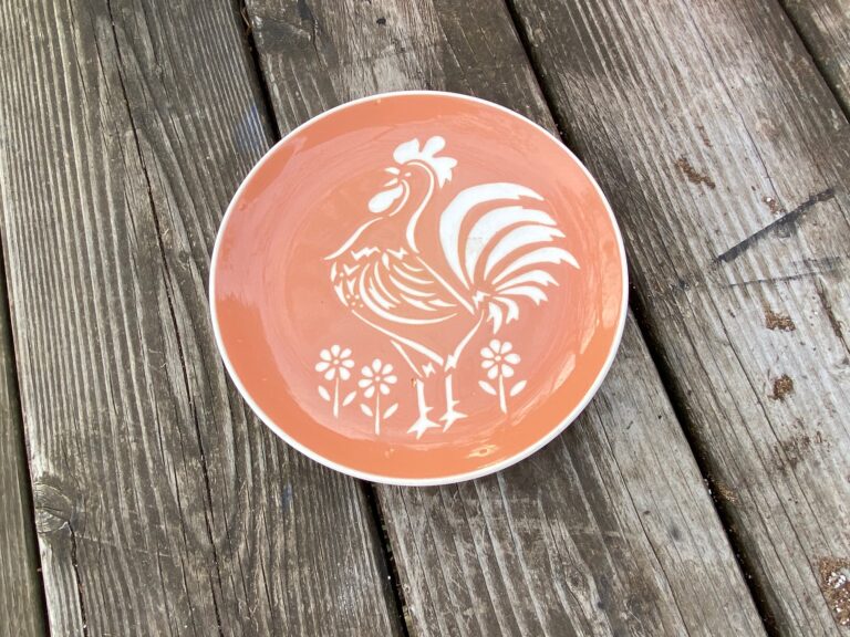 Harkerware Oven-Proof vintage orange rooster plate: 78,600 ppm Lead (90 is unsafe for kids) + 1,318 ppm Arsenic.