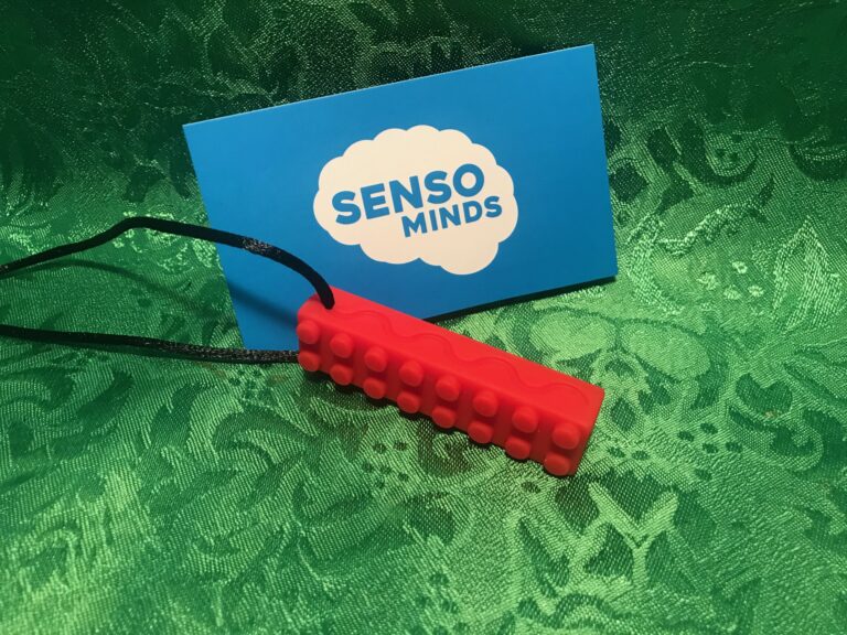 Senso Minds “Non-Toxic” silicone sensory chew necklace – Lego shape: 12 +/- 4 ppm Cadmium, a known carcinogen.