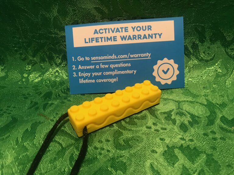 Senso Minds “Non-Toxic” silicone sensory chew necklace – Lego shape: 11 +/- 6 ppm Cadmium, a known carcinogen.