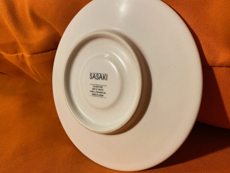 Sasaki colorstone matte white ceramic saucer, made in Japan: Lead-free on the food surface. Back mark: 442 ppm Lead.