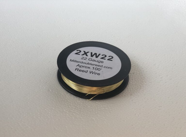 Bassoon wire – sample #5: 2XW22 Miller Marketing Soft Brass 22 gauge wire: Lead-free (Copper + Zinc).