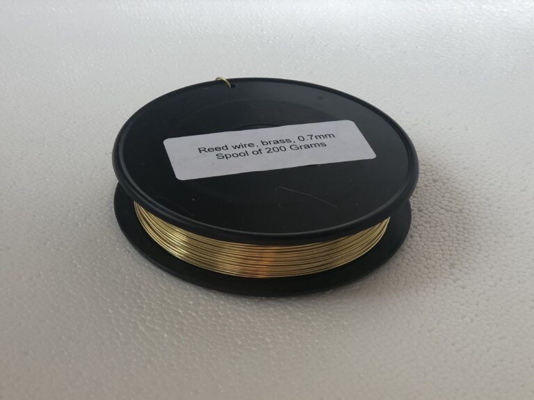 Bassoon wire – sample #2: Rieger Reed Wire Brass RBRW7 22 gauge wire: Lead Free! (Copper + Zinc).