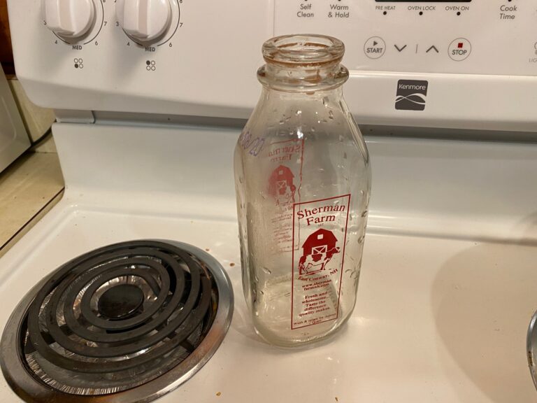 Glass milk bottles from Oregon to Maine have Lead painted markings. This example from New Hampshire tested positive for 40,400 ppm Lead!!!