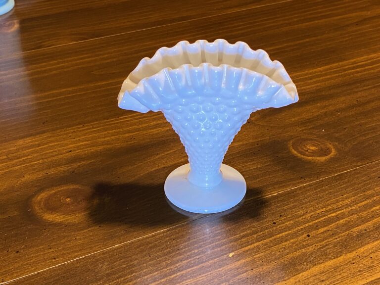 Vintage Fenton White Milk Glass Hobnail Fan Vase: 136 ppm Lead (not particularly alarming for a vase).