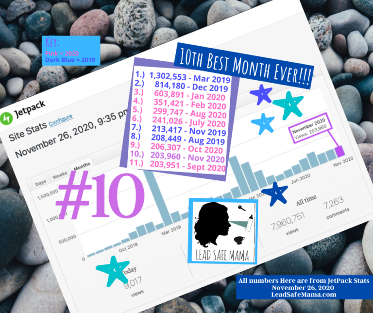 November 2020 just made it in to the #TopTen months of all time on LeadSafeMama.com! Thank you!