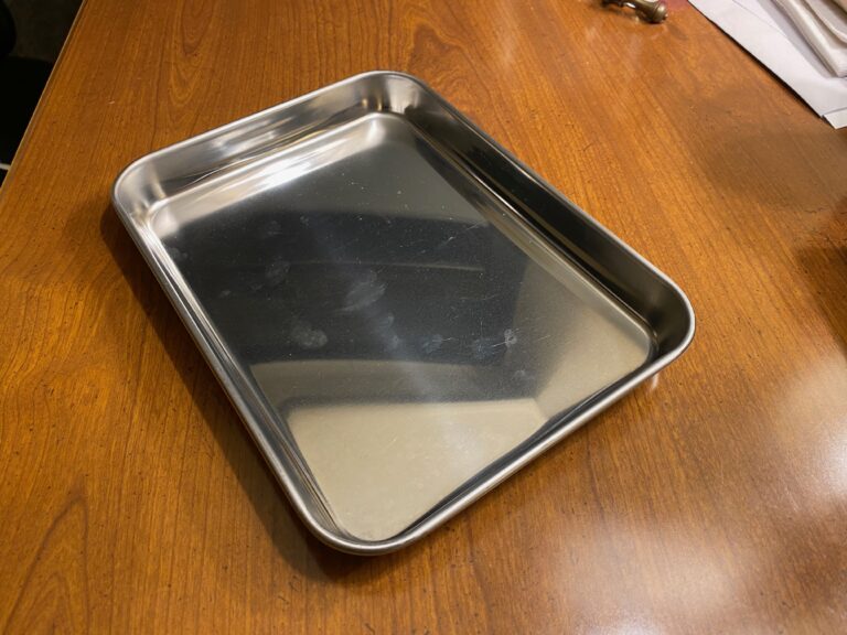 I bought a set of three of these stainless baking sheets for my son’s college apartment. He loves them!