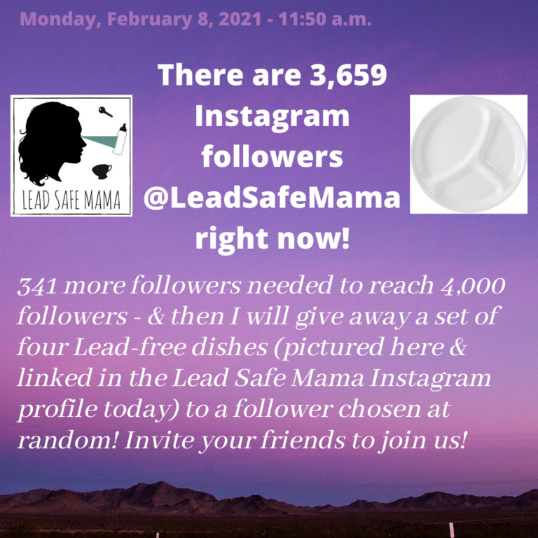 Follow Lead Safe Mama on Instagram and you will be entered for a chance to win Lead Free dishes!!