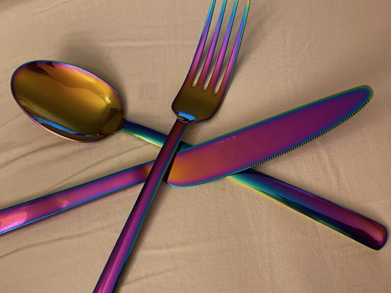 Iridescent stainless silverware from Target: Room Essentials Annika Flatware Set