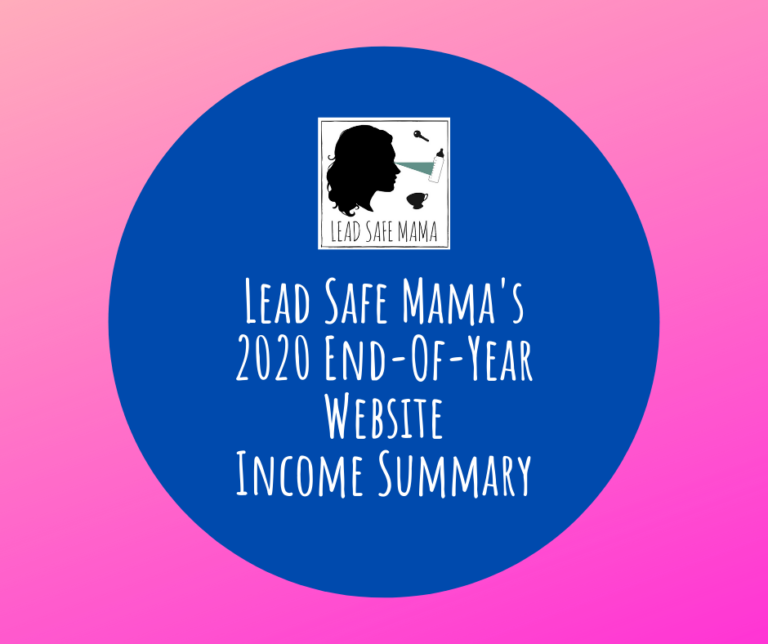 2020 Lead Safe Mama EOY Website Income Summary (advertising & affiliate income).