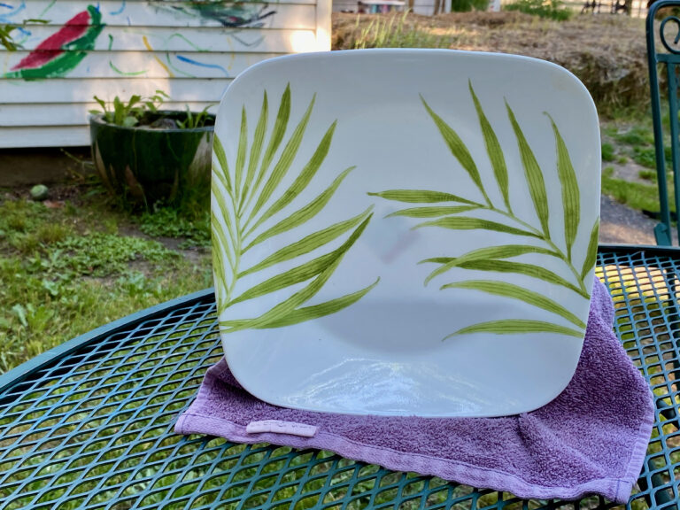 Square Corelle dish with green leaf design: 291 ppm Cadmium. Total Cadmium-content in dishware is not regulated.