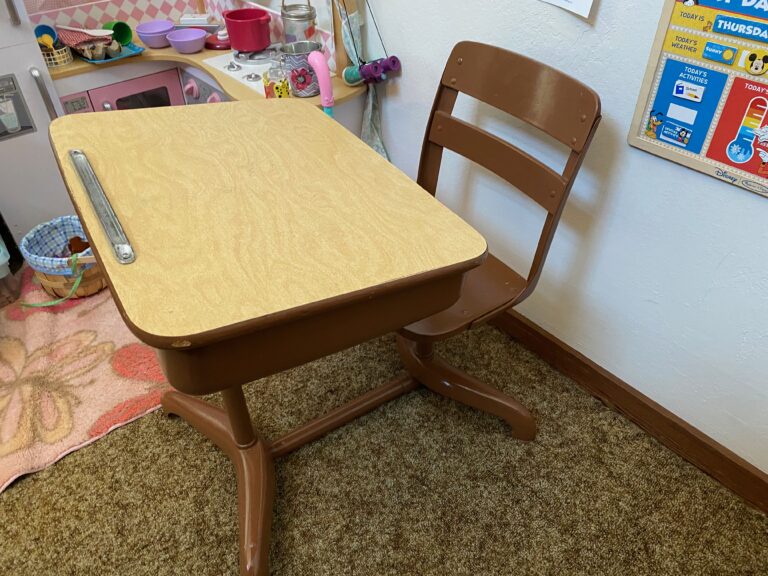 Vintage child’s school desk painted with Lead paint (because of course it is!): 5,652 ppm Lead