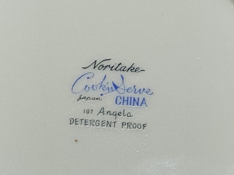 Noritake Cook N Serve Japan 107 Angela Detergent Proof China: 8,363 ppm Lead on the back mark / logo of the dish.