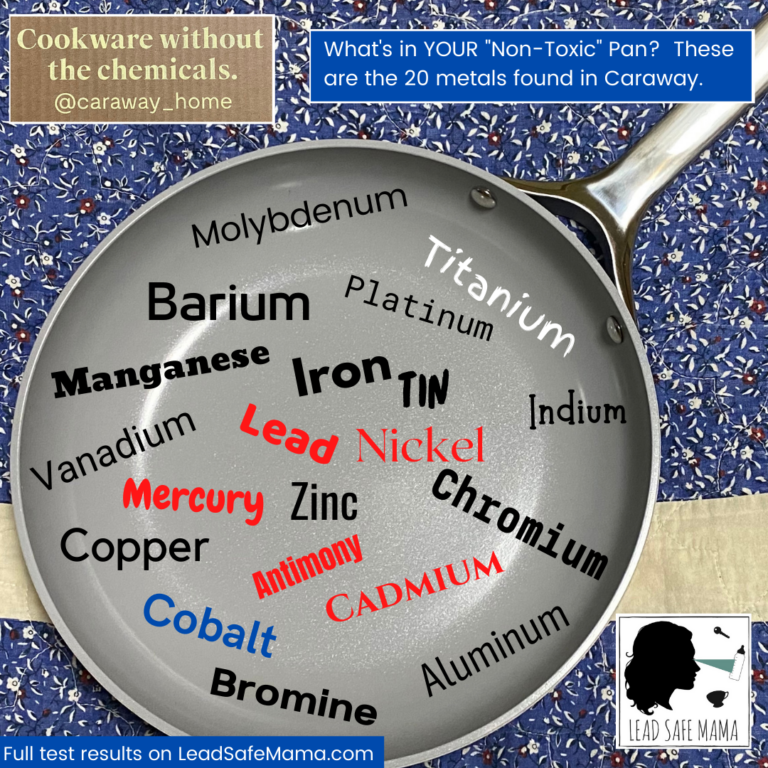 Caraway “cookware without the chemicals” positive for 20 metals, including Lead, Mercury, Cobalt & Antimony (tested with XRF technology)