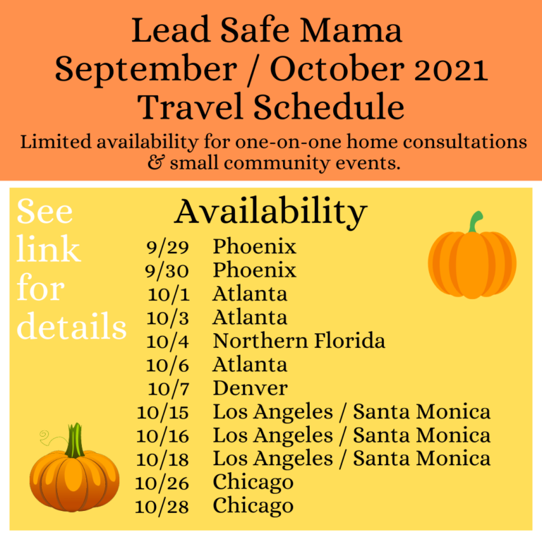 Lead Safe Mama 2021 Lead Poisoning Prevention Month Travel Schedule UPDATE