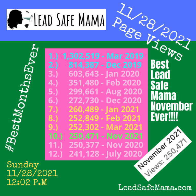 November 2021 is officially the #BestNovemberEver here at LeadSafeMama.com! Thank you!