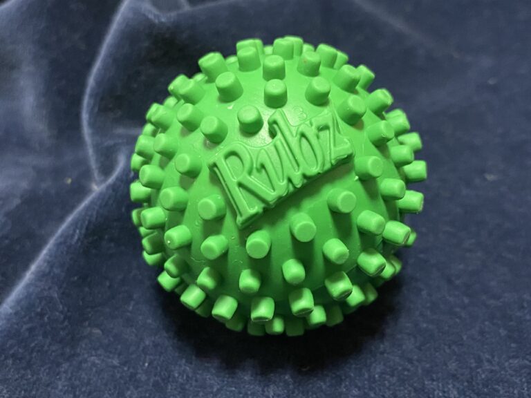 Green “Rubz” massage ball: Lead-free, Cadmium-free, Arsenic-free, Mercury-free. 20 ppm Antimony.