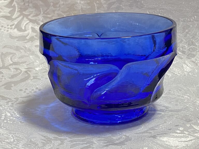 Vintage Wilkerson Glass blue bowl: Lead-free, Arsenic-free, Mercury-free (10 ppm Cadmium & 1,451 ppm Antimony)