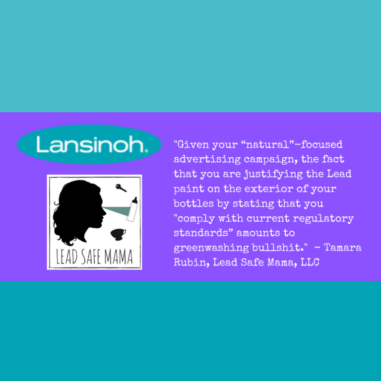 My response to Lansinoh (about their request that I remove references to their Lead-painted baby bottles from this website)