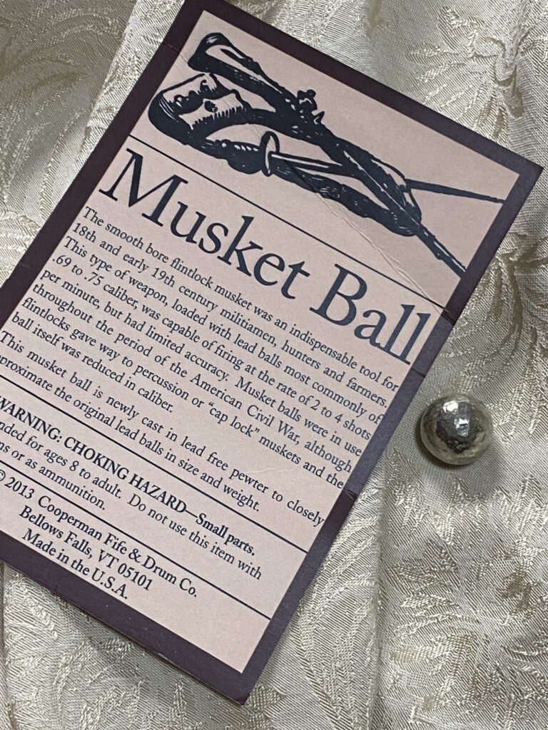 Replica musket ball from Old Sturbridge Village: Lead-free… BUT… 78,300 ppm Antimony (which causes cancer and is incredibly toxic to children).