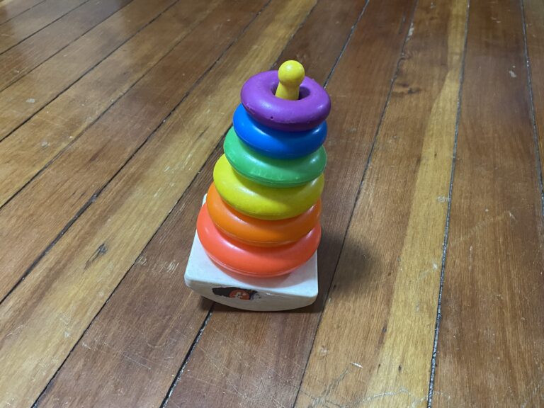 XRF test results for vintage (1970s?) Fisher Price stacker toy… with ALL the bite marks! 4,289 ppm Lead, 517 ppm Arsenic & 18 ppm Cadmium