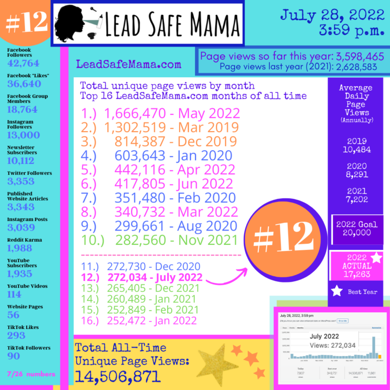 LeadSafeMama.com passed 14,500,000 unique all-time page views today! Thank you!