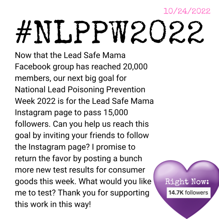 Another #LeadSafeMama goal (& request) for National Lead Poisoning Prevention Week 2022 #NLPPW2022