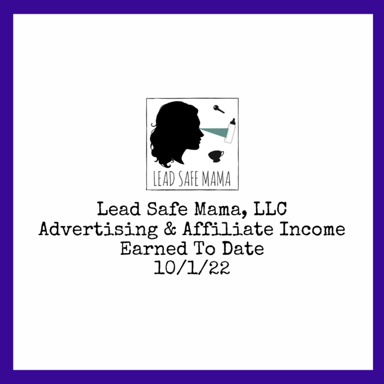 Total Lead Safe Mama, LLC affiliate and advertising income — all years to date