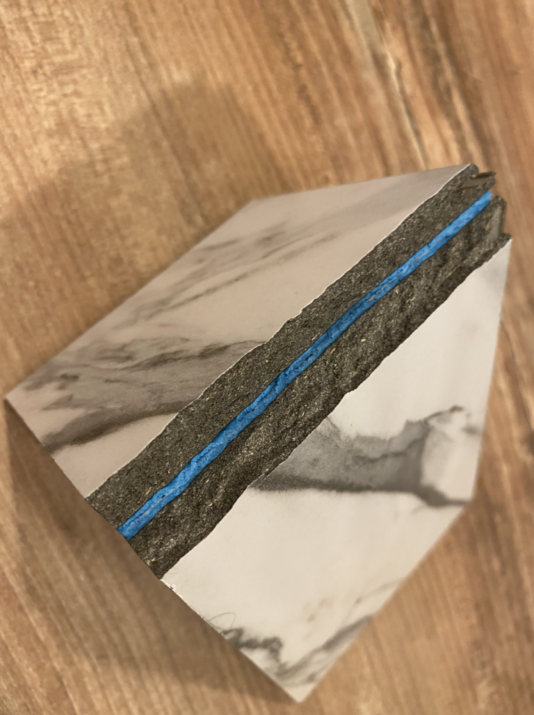 Test results for “marble-look” Smartcore Tile pictured