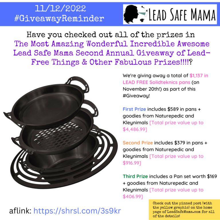 REMINDER 3: The Most Amazing Wonderful Incredible Awesome Lead Safe Mama SECOND ANNUAL Giveaway of Lead-Free Things And Other Fabulous Prizes.