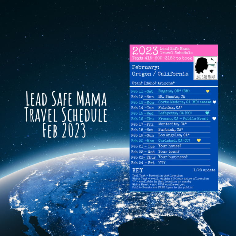 2023 Lead Safe Mama Travel Schedule – First Quarter! New York, New Jersey & California.