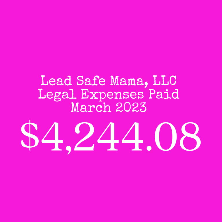 Your support of this work has made it possible for us to pay $4,244.08 to our legal team this month (March 2023) alone. Thank you!