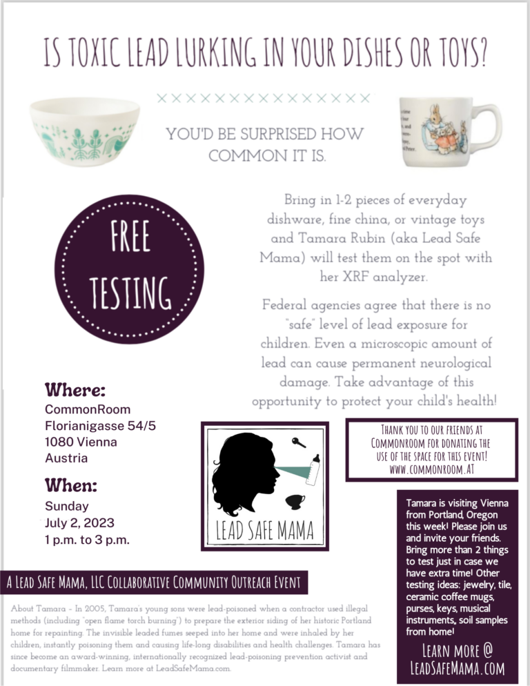 We’re holding a free Lead Safe Mama outreach event in Vienna, Austria this weekend! If you are in town, please join us!