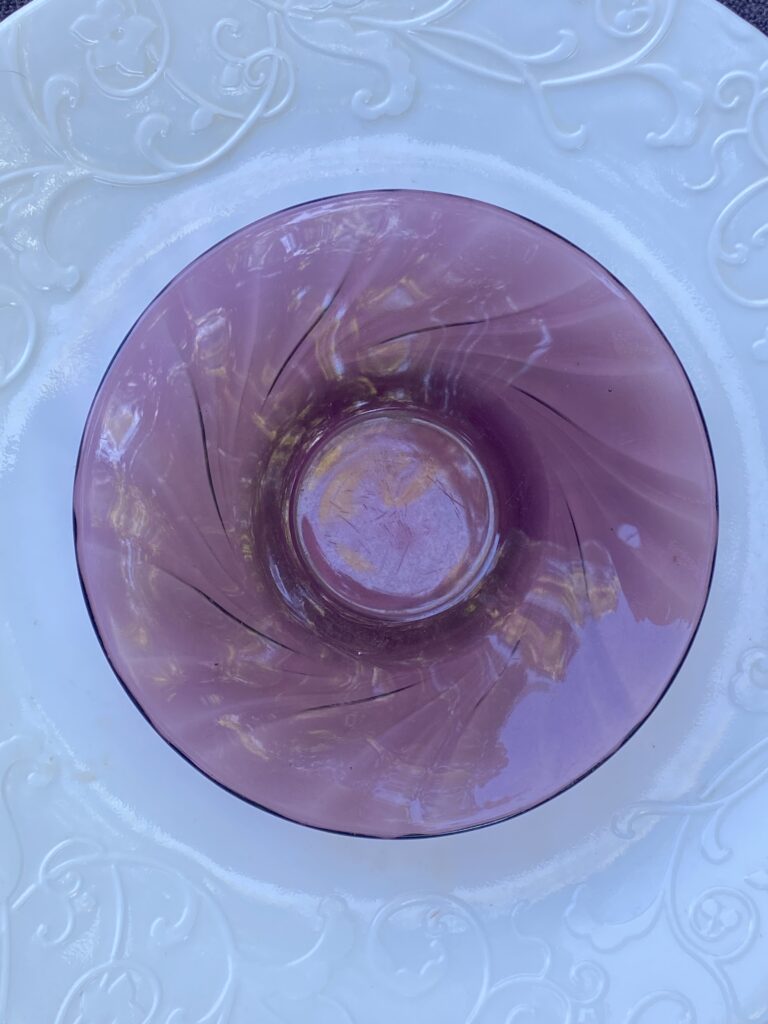 XRF test results for vintage Rivage Amethyst Duralex glass dish sent in by Shelly in California