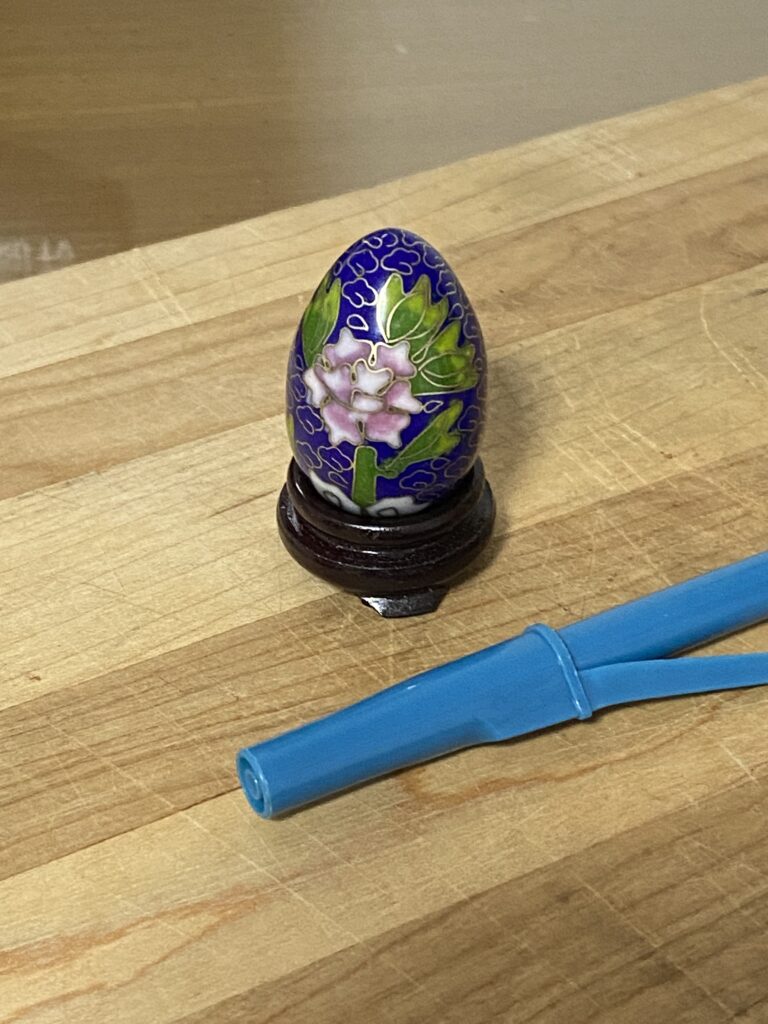 XRF test results for tiny enamel cloisonné egg on wood stand (San Francisco Chinatown 2023)