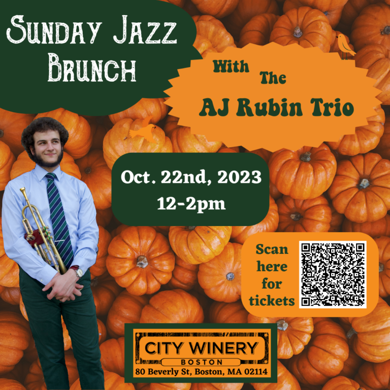 My son A.J. (my 21 year old) is performing with his Jazz band tomorrow (October 22, 2023) at Boston’s City Winery!