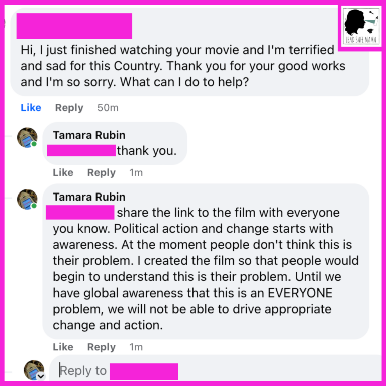 I just had this exchange with a Lead Safe Mama community member on Facebook. Please watch the film. Thank you.