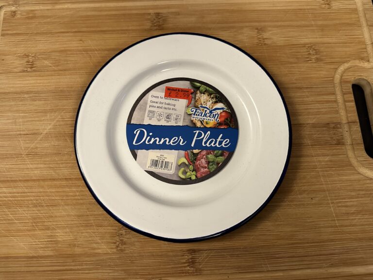 Test Results for Falcon Housewares White Enamel Dinner Plate, Purchased (in 2024) at a Scotland Nickel & Dime for £2.99